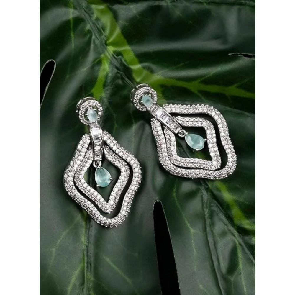 Attractive Women's Brass Silver Plated Drop Earrings