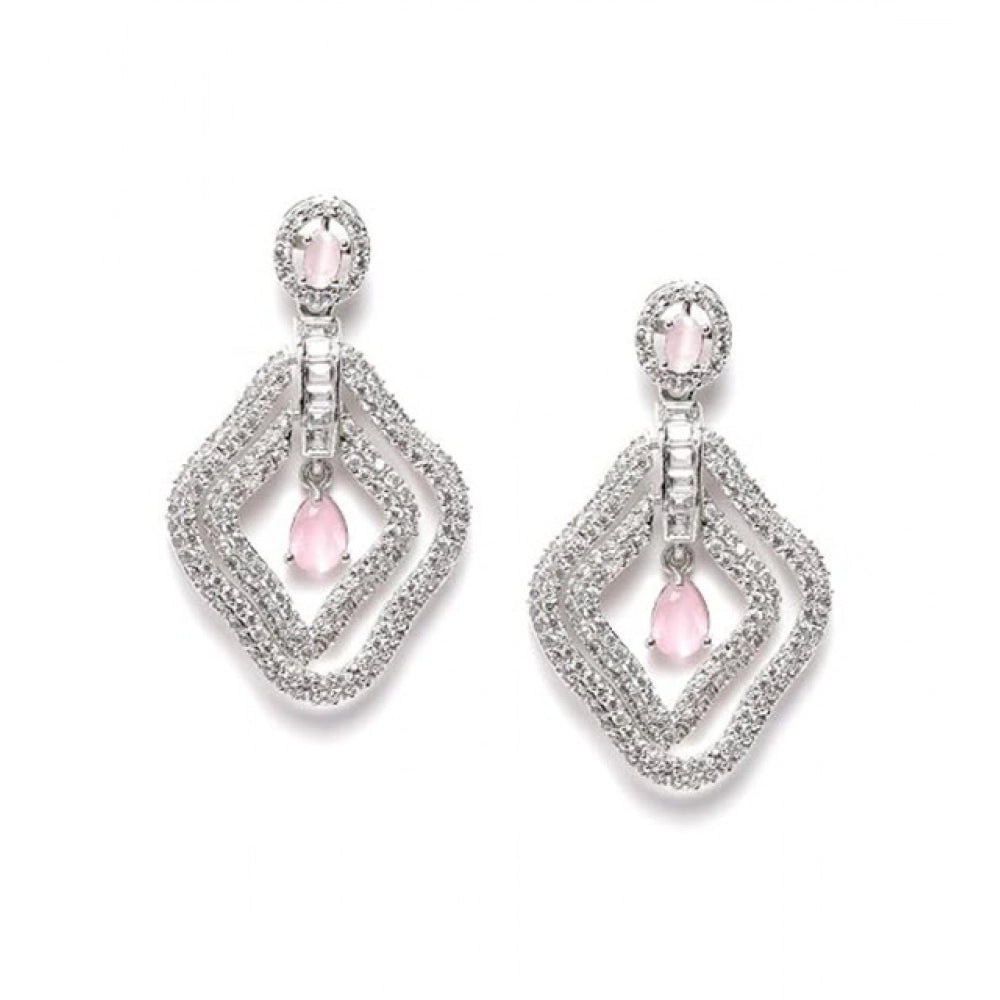 Attractive Women's Brass Silver Plated Drop Earrings