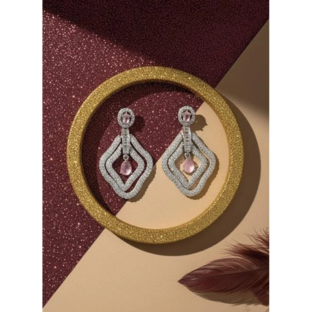 Attractive Women's Brass Silver Plated Drop Earrings