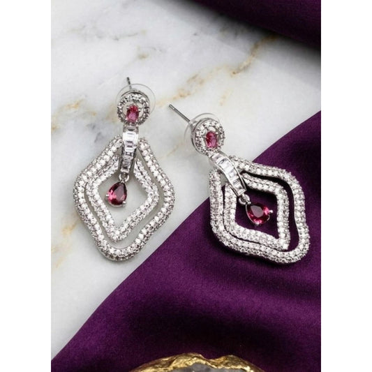 Attractive Women's Brass Silver Plated Drop Earrings