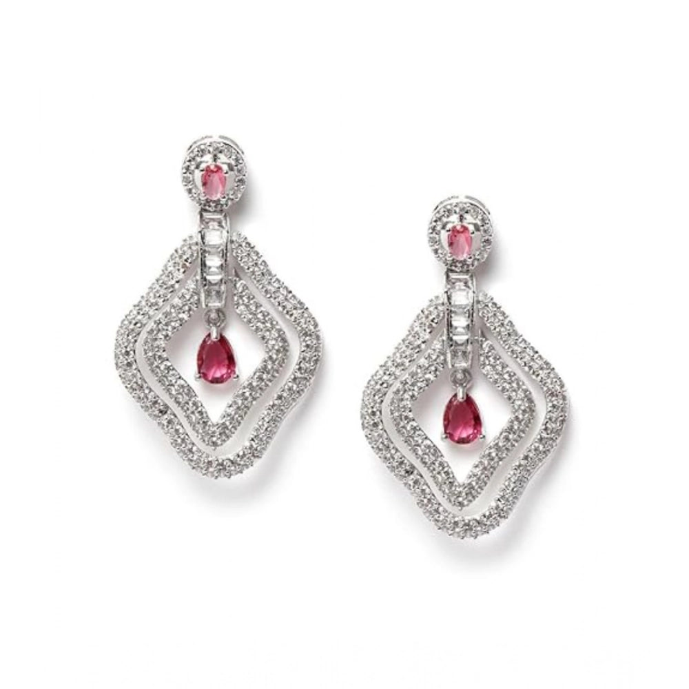 Attractive Women's Brass Silver Plated Drop Earrings