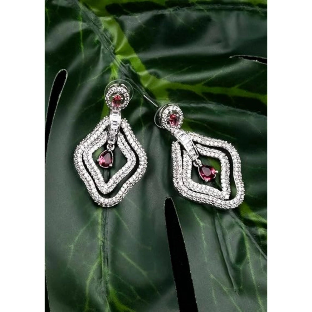 Attractive Women's Brass Silver Plated Drop Earrings