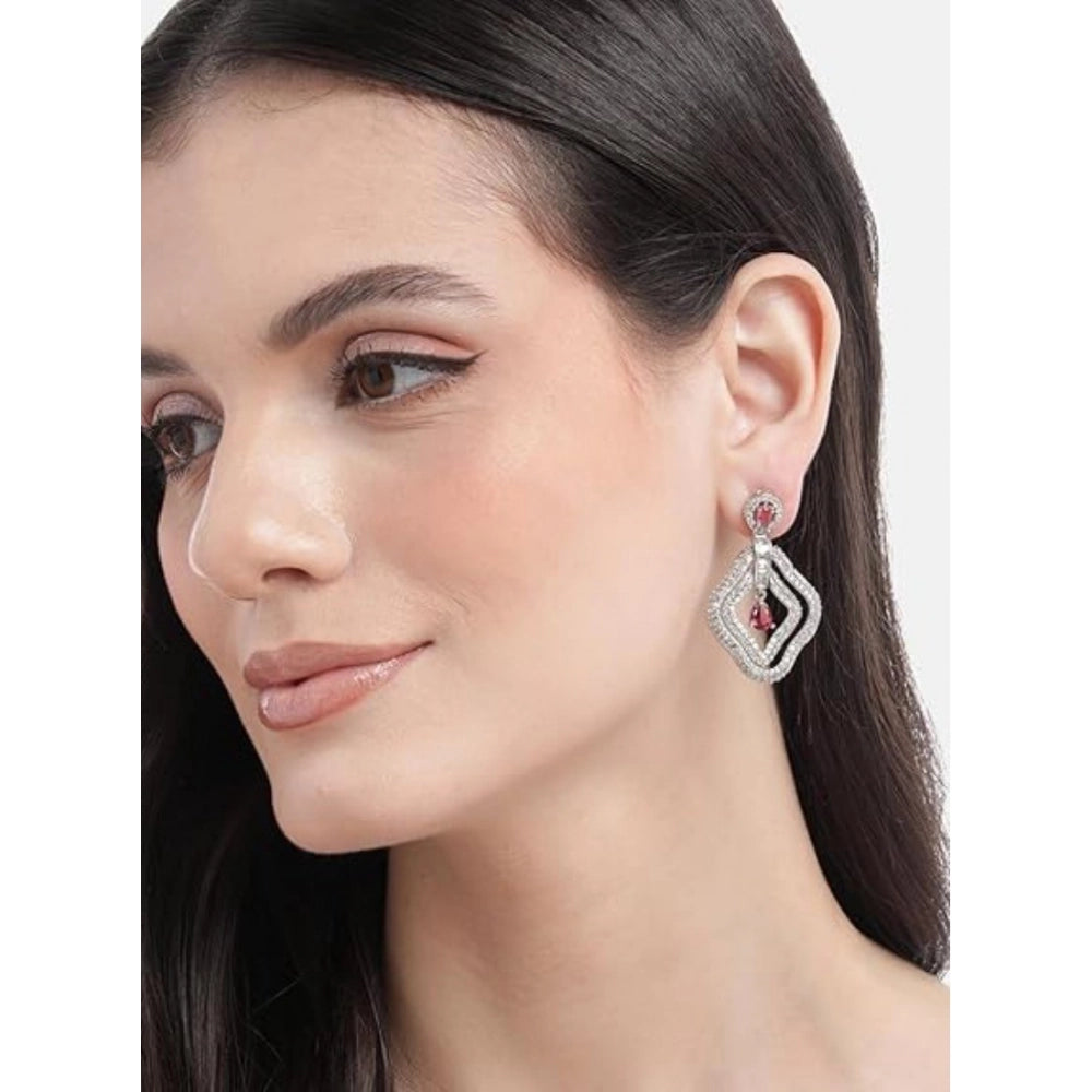 Attractive Women's Brass Silver Plated Drop Earrings
