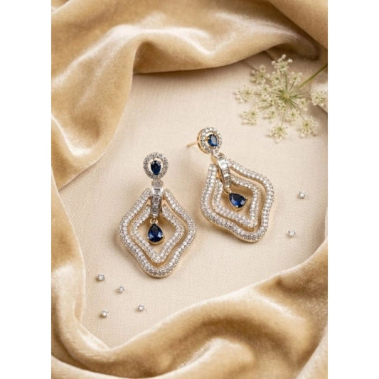 Attractive Women's Brass Silver Plated Drop Earrings