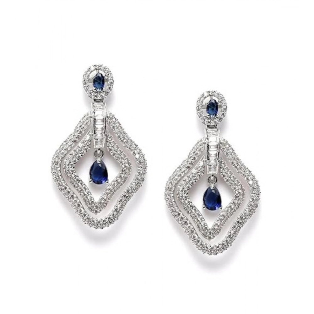 Attractive Women's Brass Silver Plated Drop Earrings