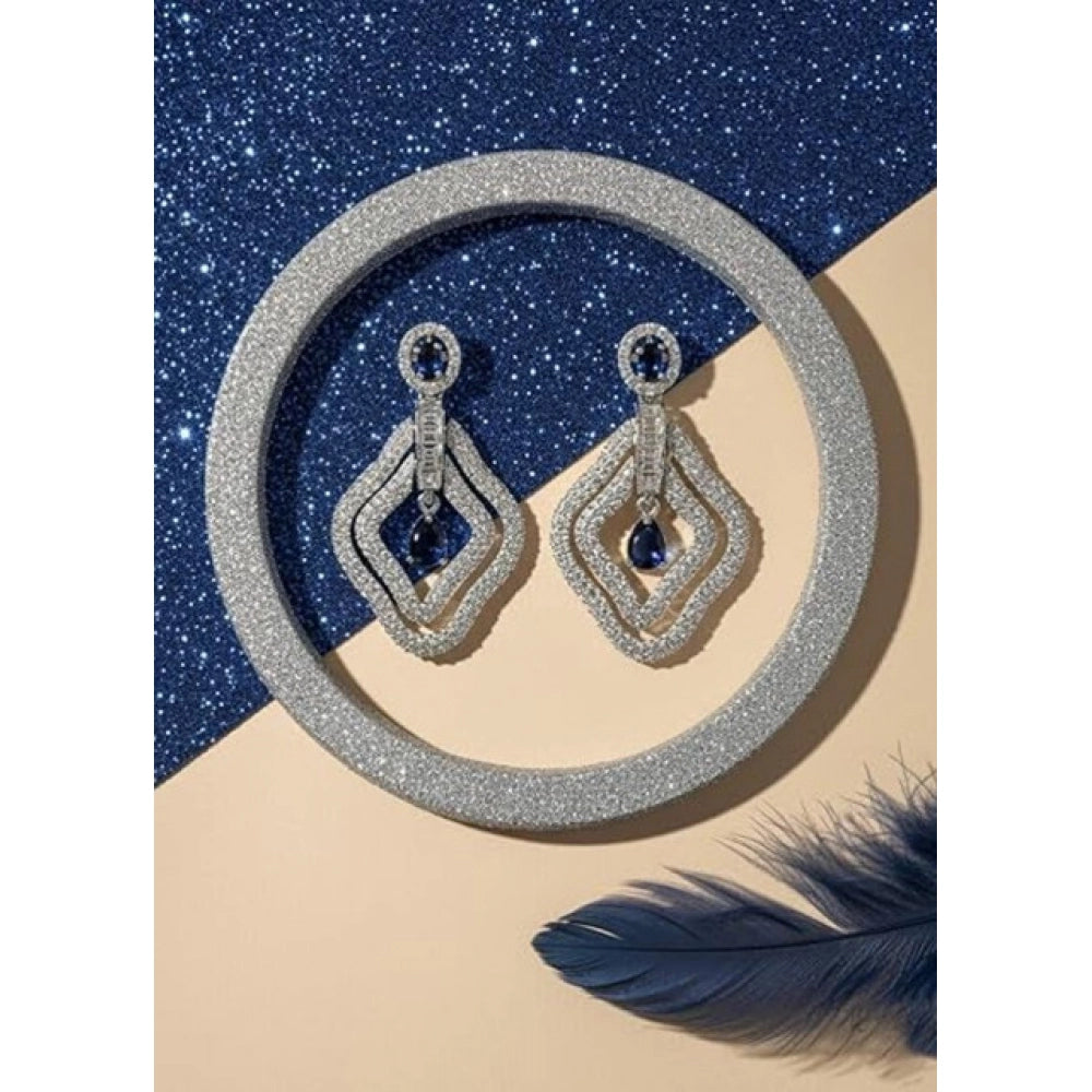 Attractive Women's Brass Silver Plated Drop Earrings