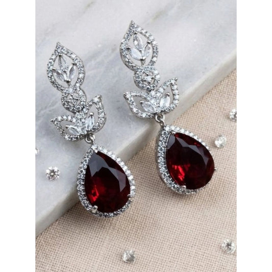 Trendy Women's Brass Silver Plated Drop Earrings