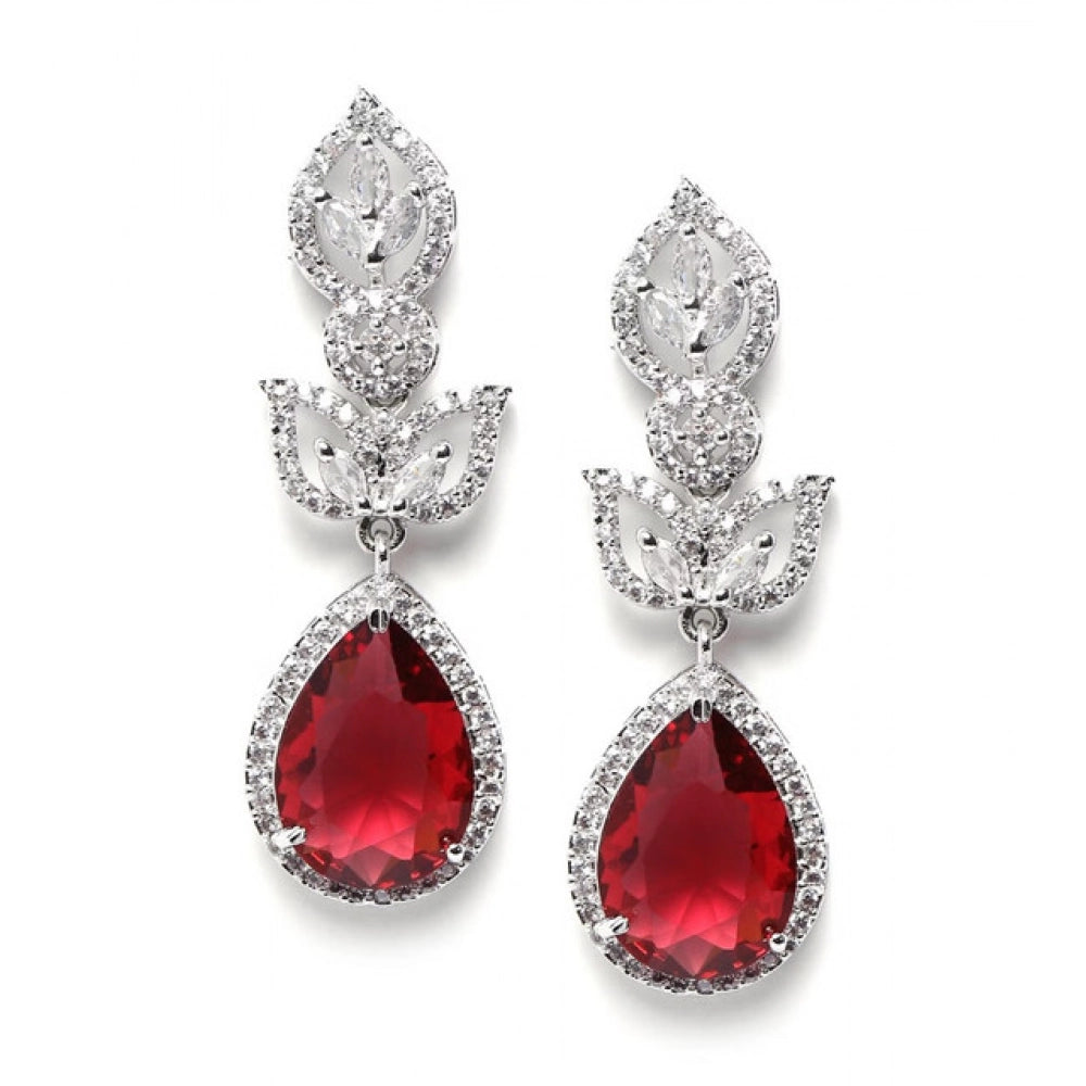 Trendy Women's Brass Silver Plated Drop Earrings