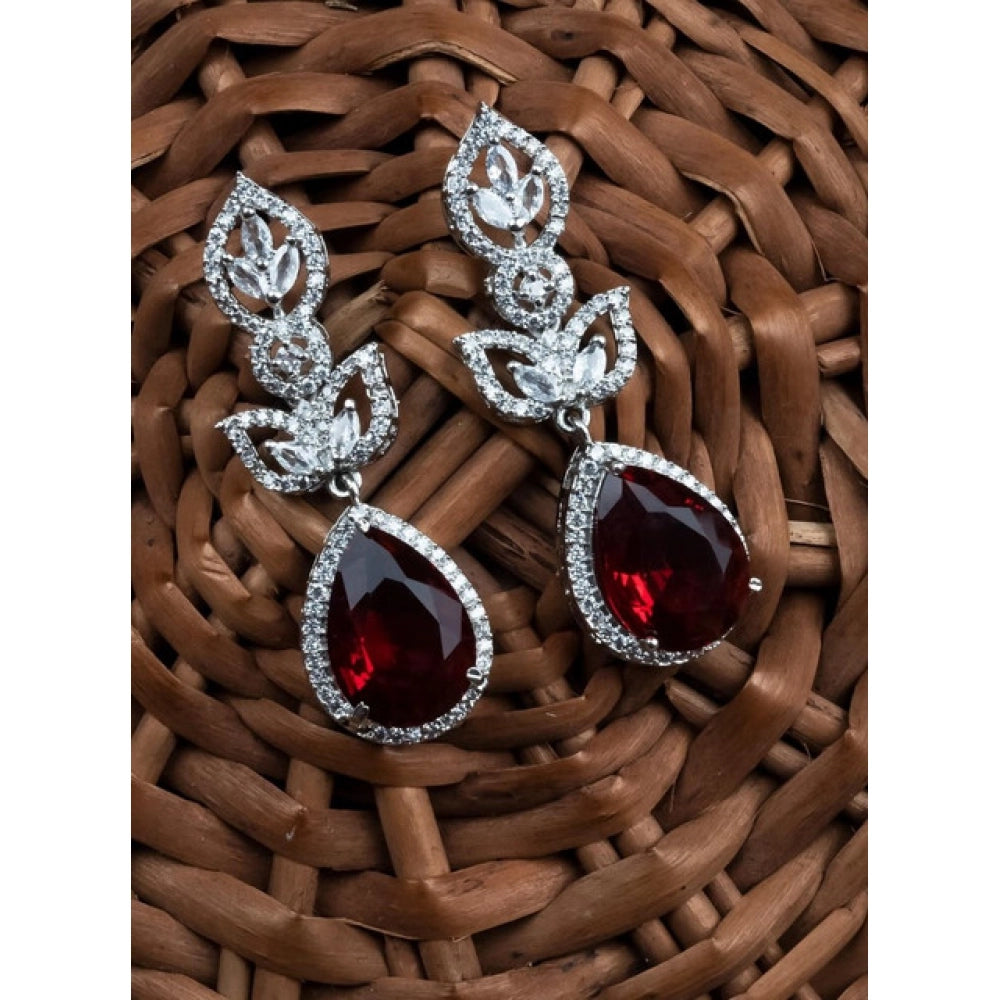 Trendy Women's Brass Silver Plated Drop Earrings