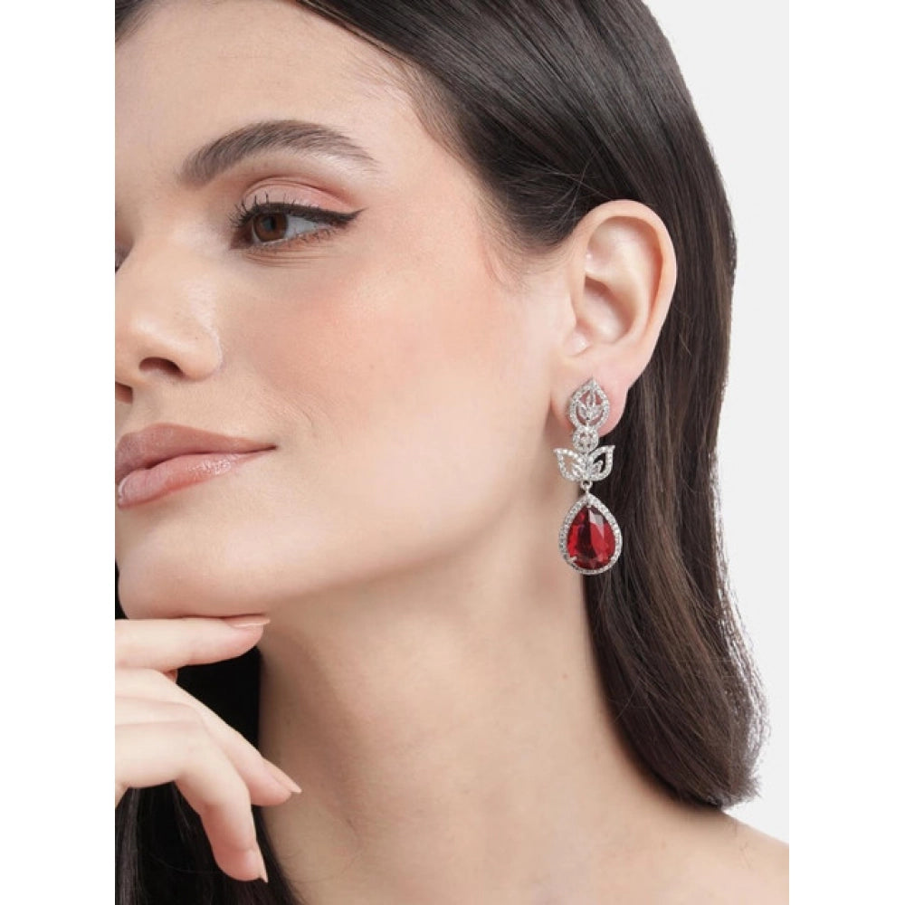 Trendy Women's Brass Silver Plated Drop Earrings
