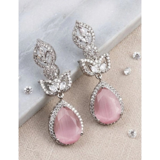 Trendy Women's Brass Silver Plated Drop Earrings