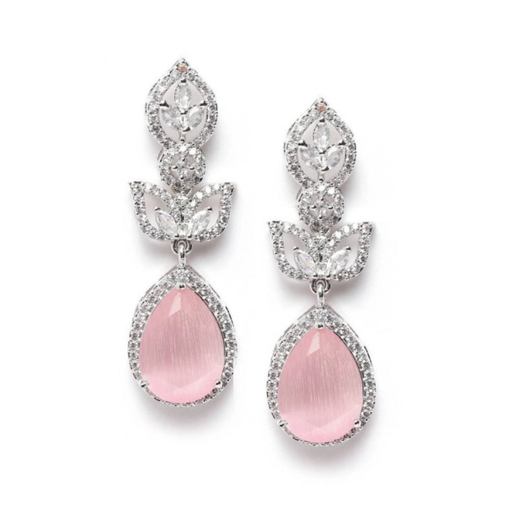 Trendy Women's Brass Silver Plated Drop Earrings