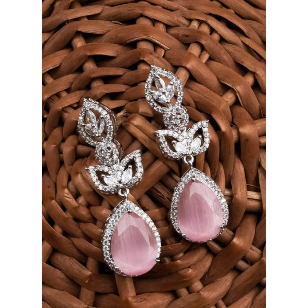 Trendy Women's Brass Silver Plated Drop Earrings