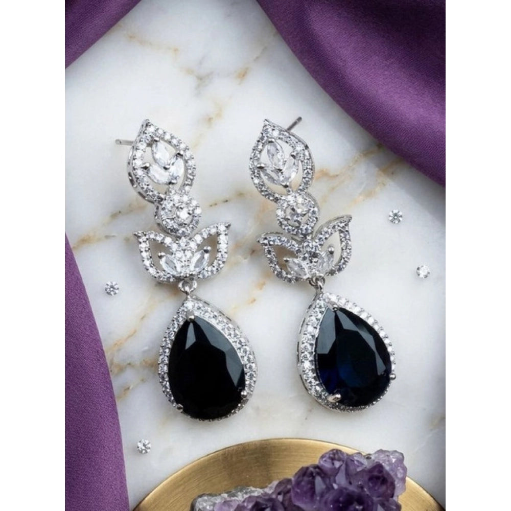 Trendy Women's Brass Silver Plated Drop Earrings