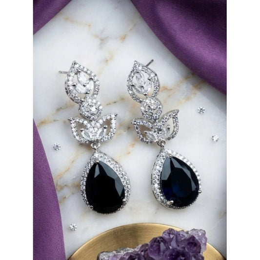 Trendy Women's Brass Silver Plated Drop Earrings