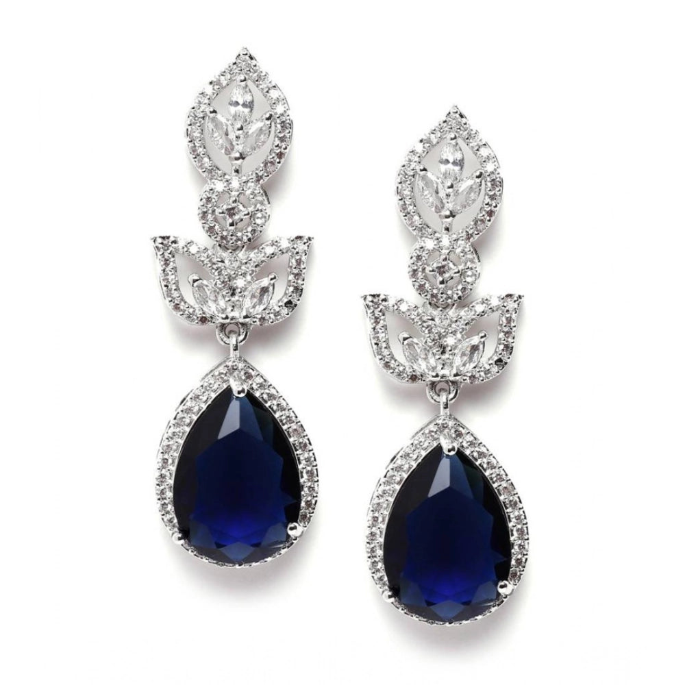 Trendy Women's Brass Silver Plated Drop Earrings