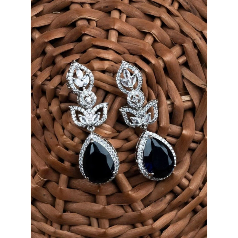 Trendy Women's Brass Silver Plated Drop Earrings