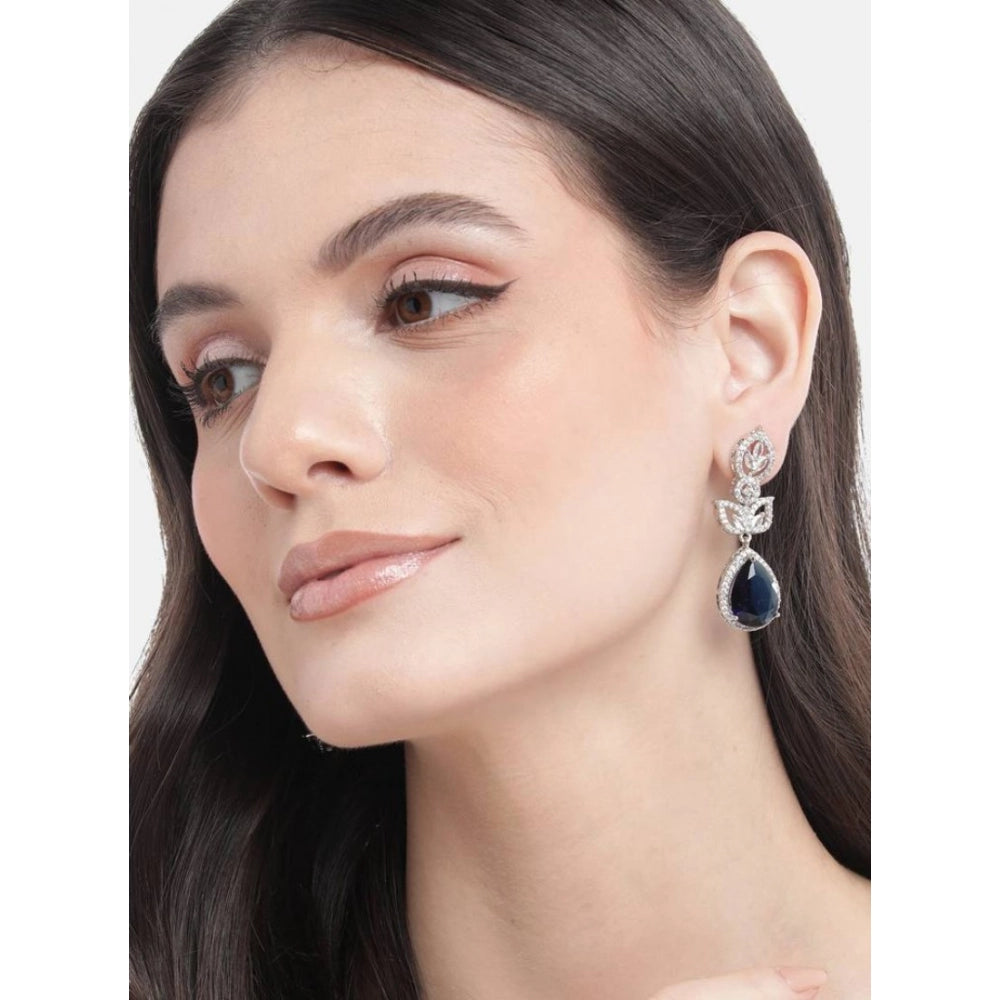 Trendy Women's Brass Silver Plated Drop Earrings