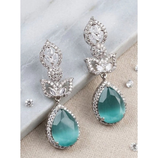 Trendy Women's Brass Silver Plated Drop Earrings