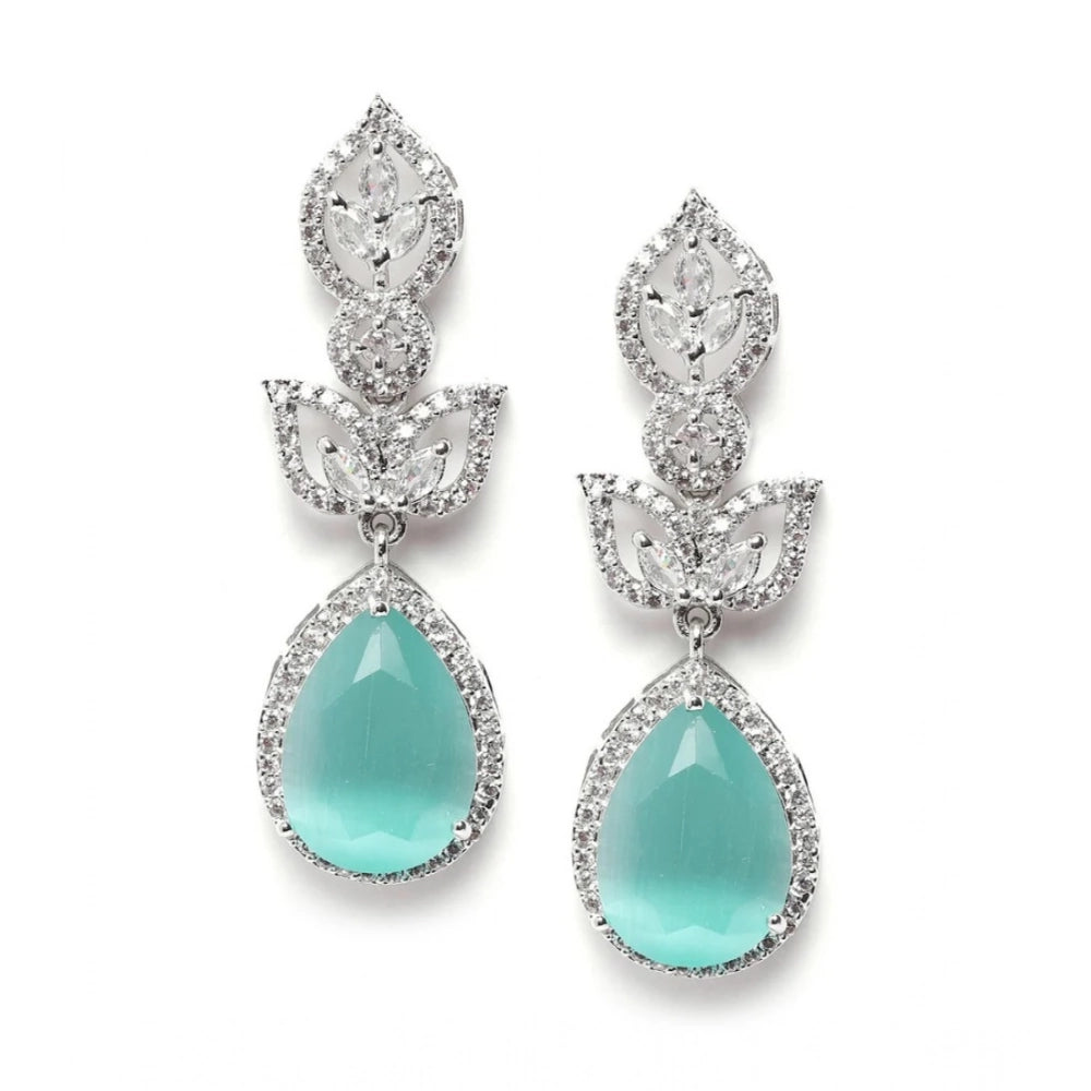 Trendy Women's Brass Silver Plated Drop Earrings