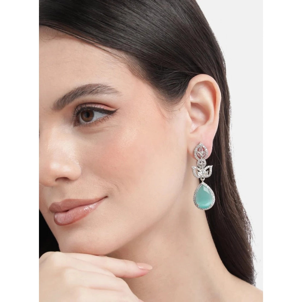 Trendy Women's Brass Silver Plated Drop Earrings