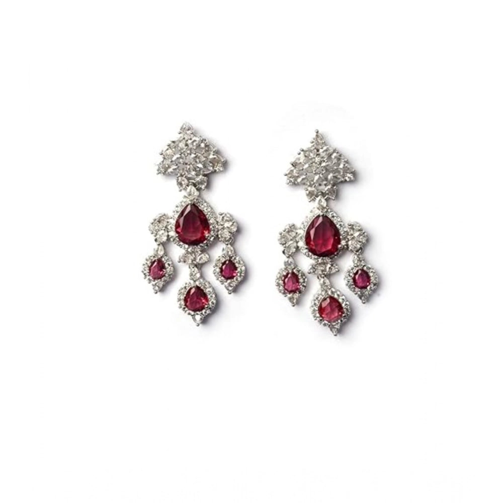 Beautiful Women's Brass Silver Plated Drop Earrings