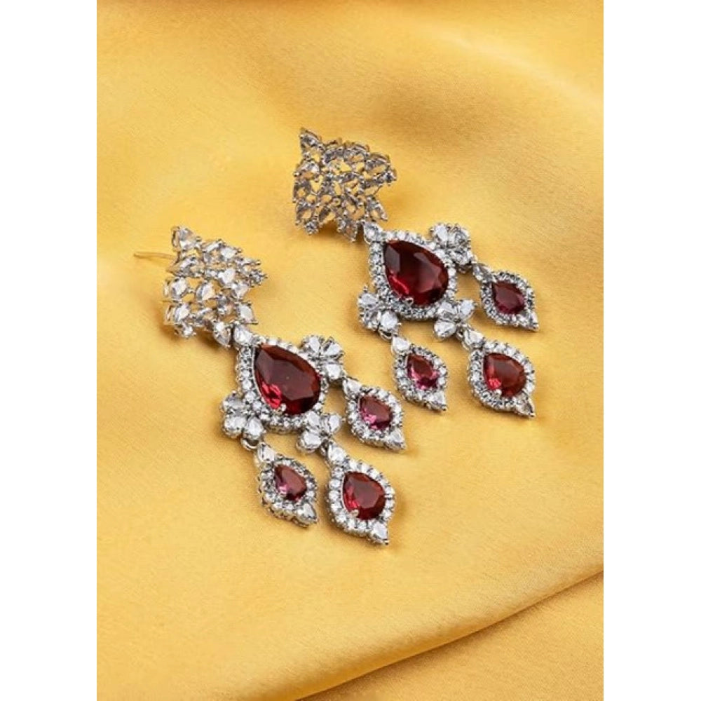 Beautiful Women's Brass Silver Plated Drop Earrings