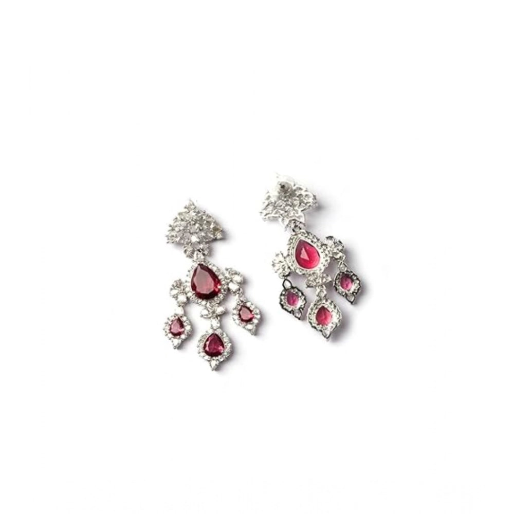 Beautiful Women's Brass Silver Plated Drop Earrings