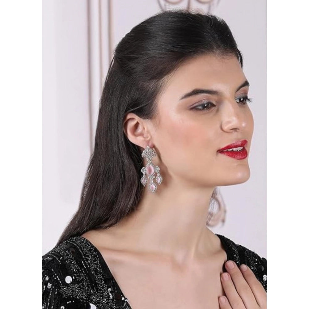 Beautiful Women's Brass Silver Plated Drop Earrings