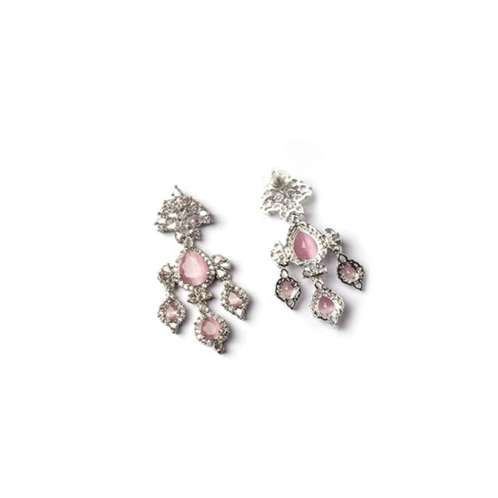 Beautiful Women's Brass Silver Plated Drop Earrings