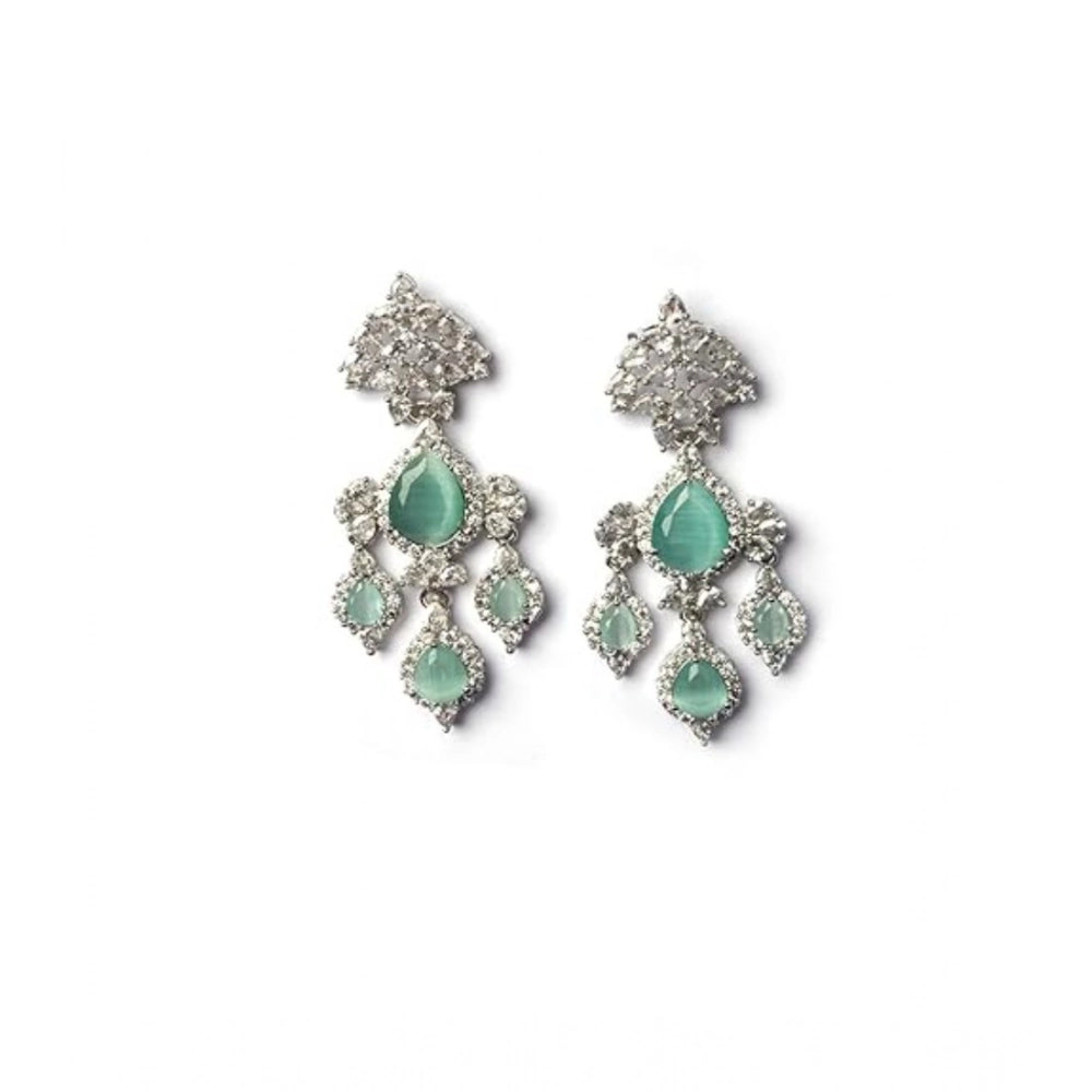 Beautiful Women's Brass Silver Plated Drop Earrings