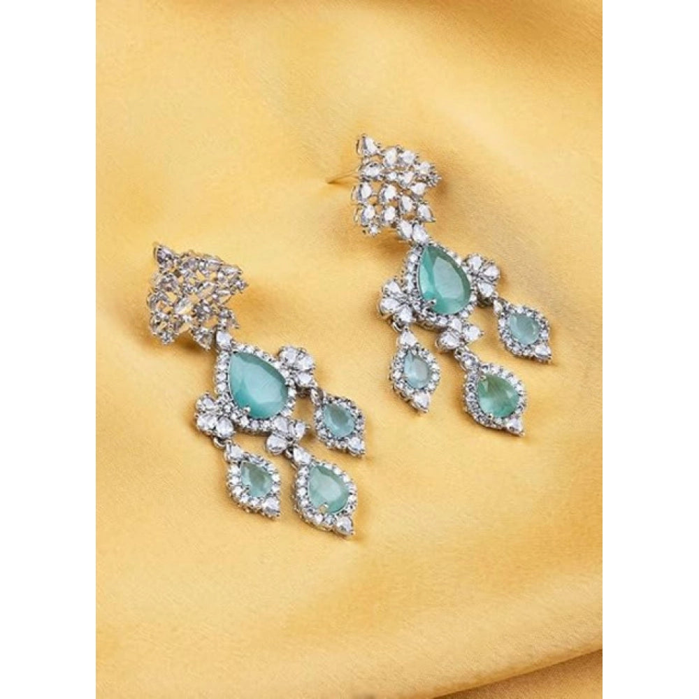 Beautiful Women's Brass Silver Plated Drop Earrings