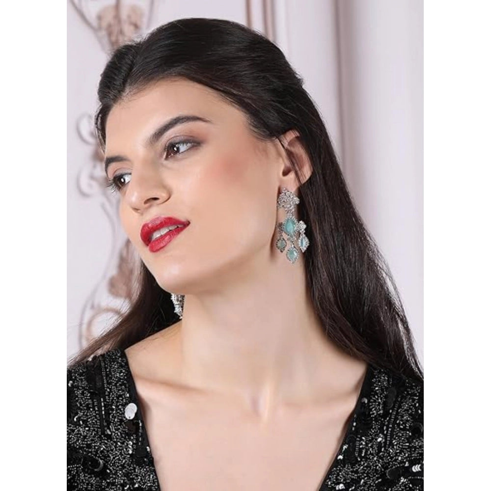 Beautiful Women's Brass Silver Plated Drop Earrings