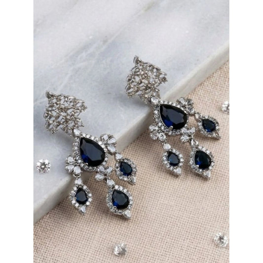 Beautiful Women's Brass Silver Plated Drop Earrings