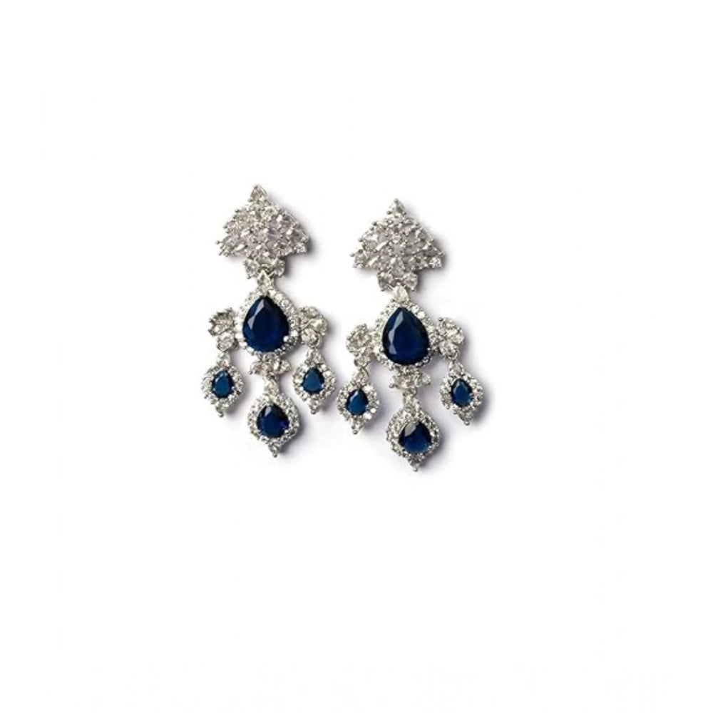 Beautiful Women's Brass Silver Plated Drop Earrings
