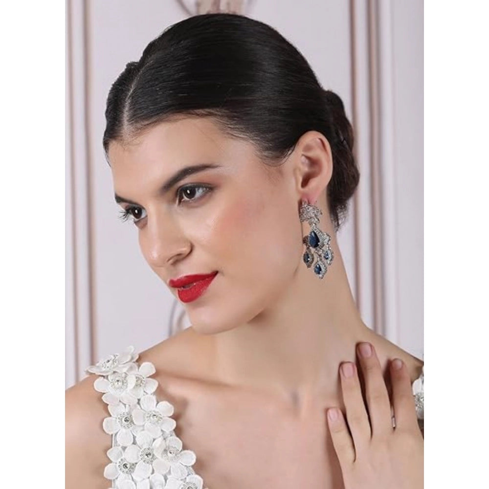 Beautiful Women's Brass Silver Plated Drop Earrings