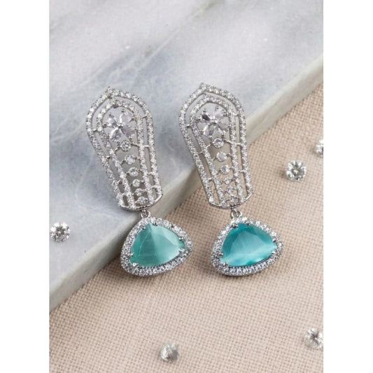 Stunning Women's Brass Silver Plated Drop Earrings
