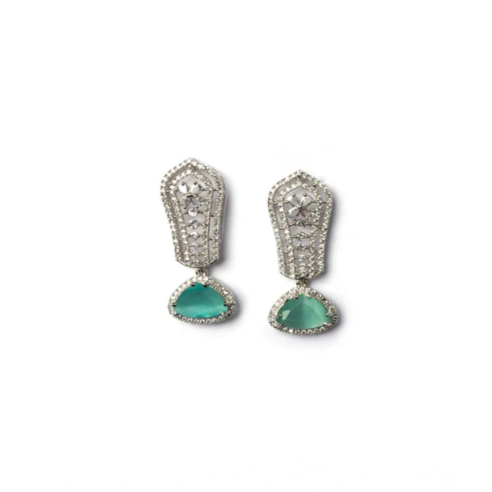 Stunning Women's Brass Silver Plated Drop Earrings