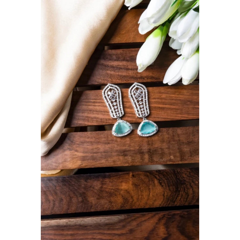 Stunning Women's Brass Silver Plated Drop Earrings