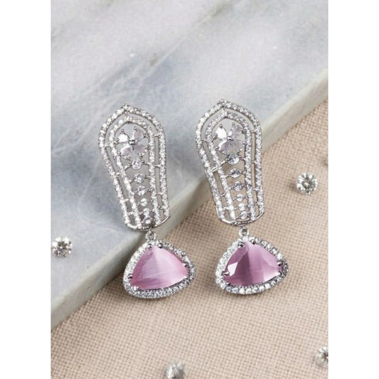Stunning Women's Brass Silver Plated Drop Earrings