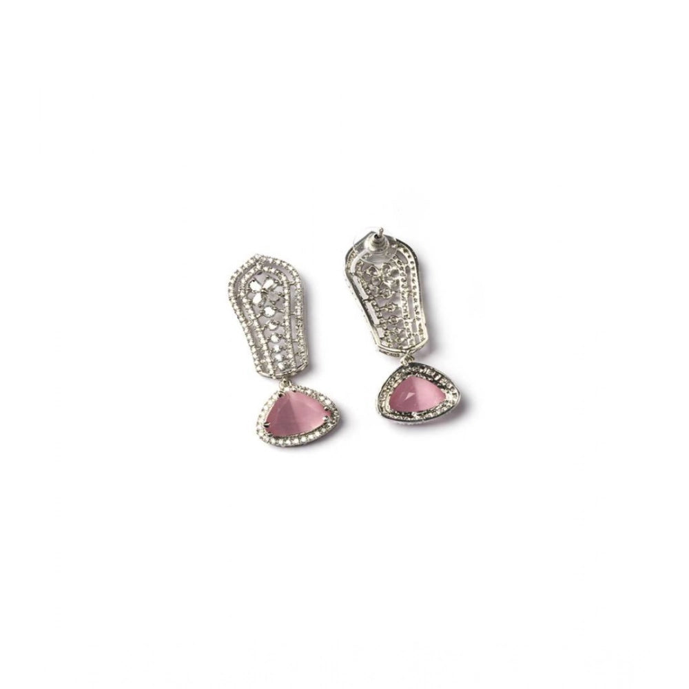 Stunning Women's Brass Silver Plated Drop Earrings