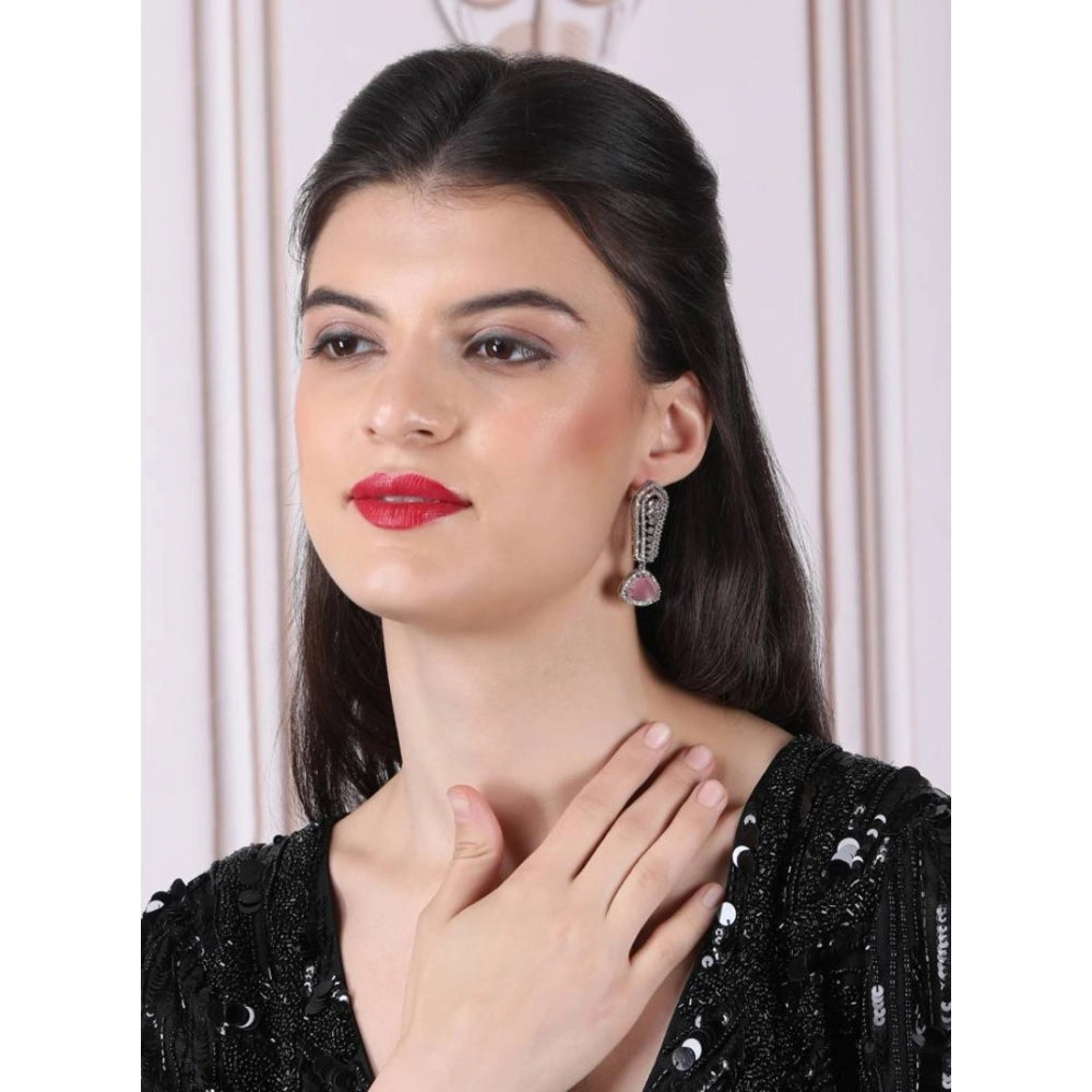 Stunning Women's Brass Silver Plated Drop Earrings