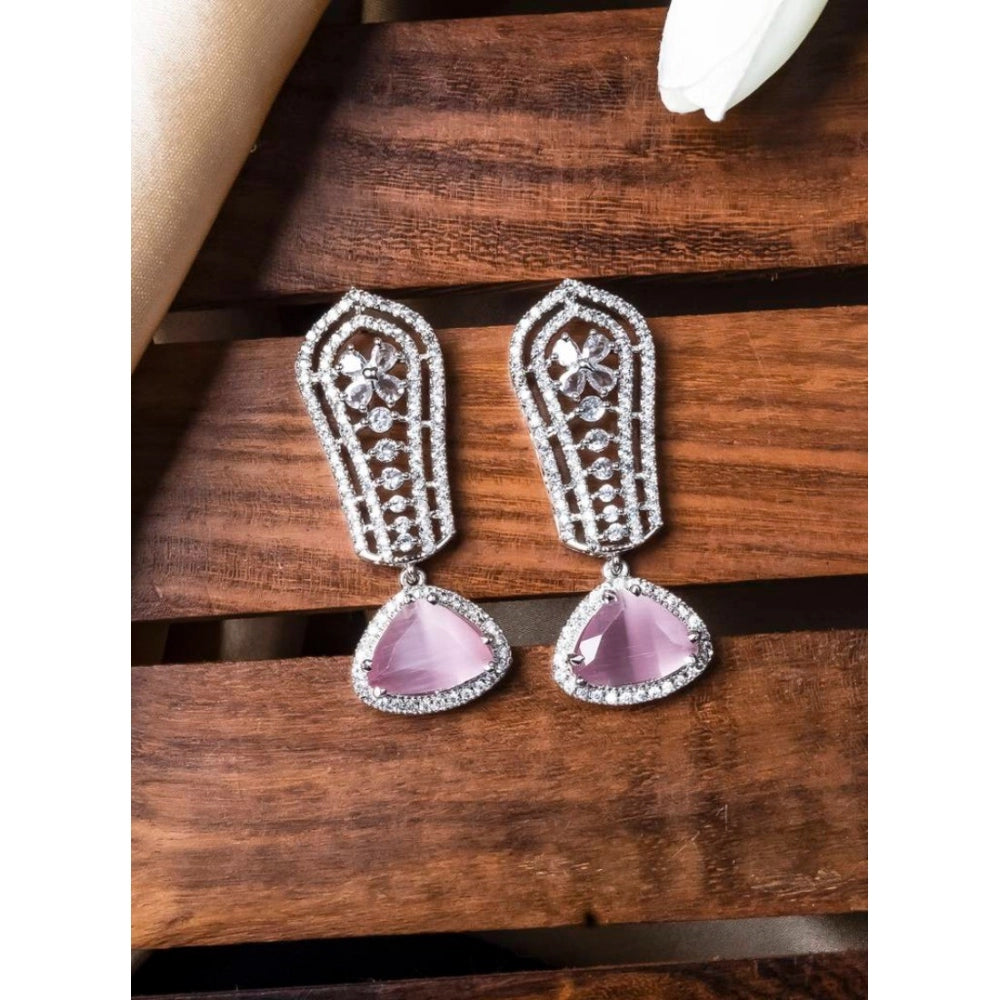 Stunning Women's Brass Silver Plated Drop Earrings