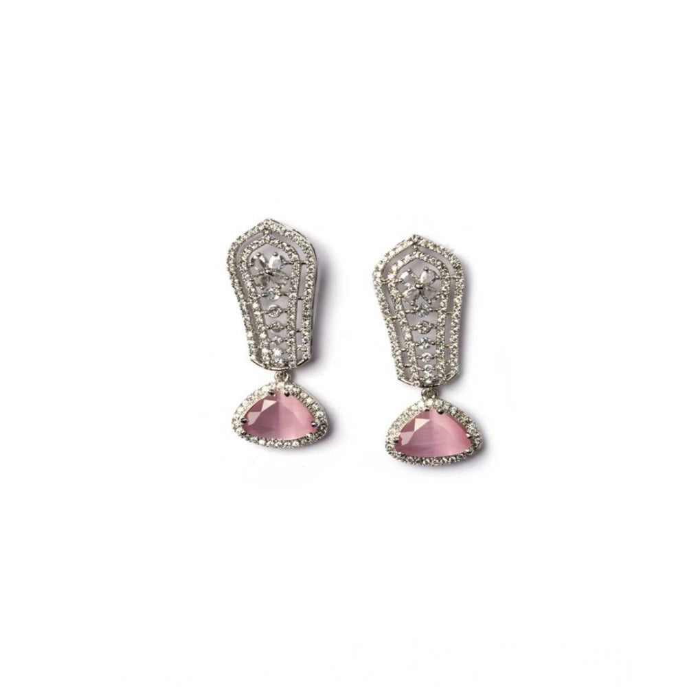Stunning Women's Brass Silver Plated Drop Earrings