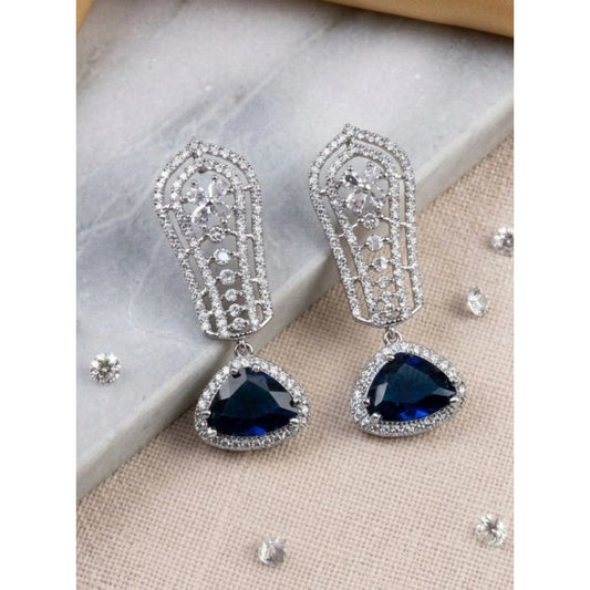 Stunning Women's Brass Silver Plated Drop Earrings