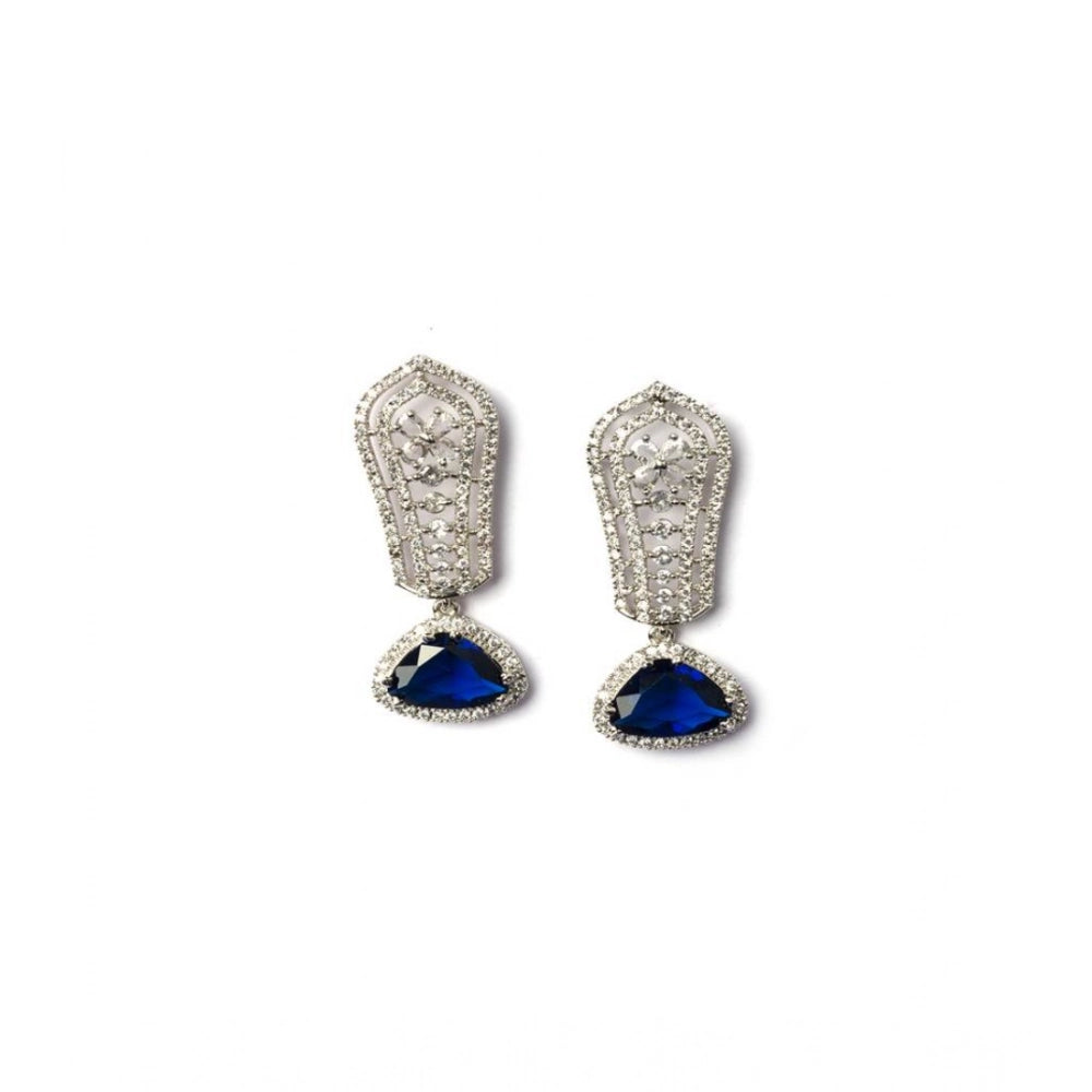 Stunning Women's Brass Silver Plated Drop Earrings