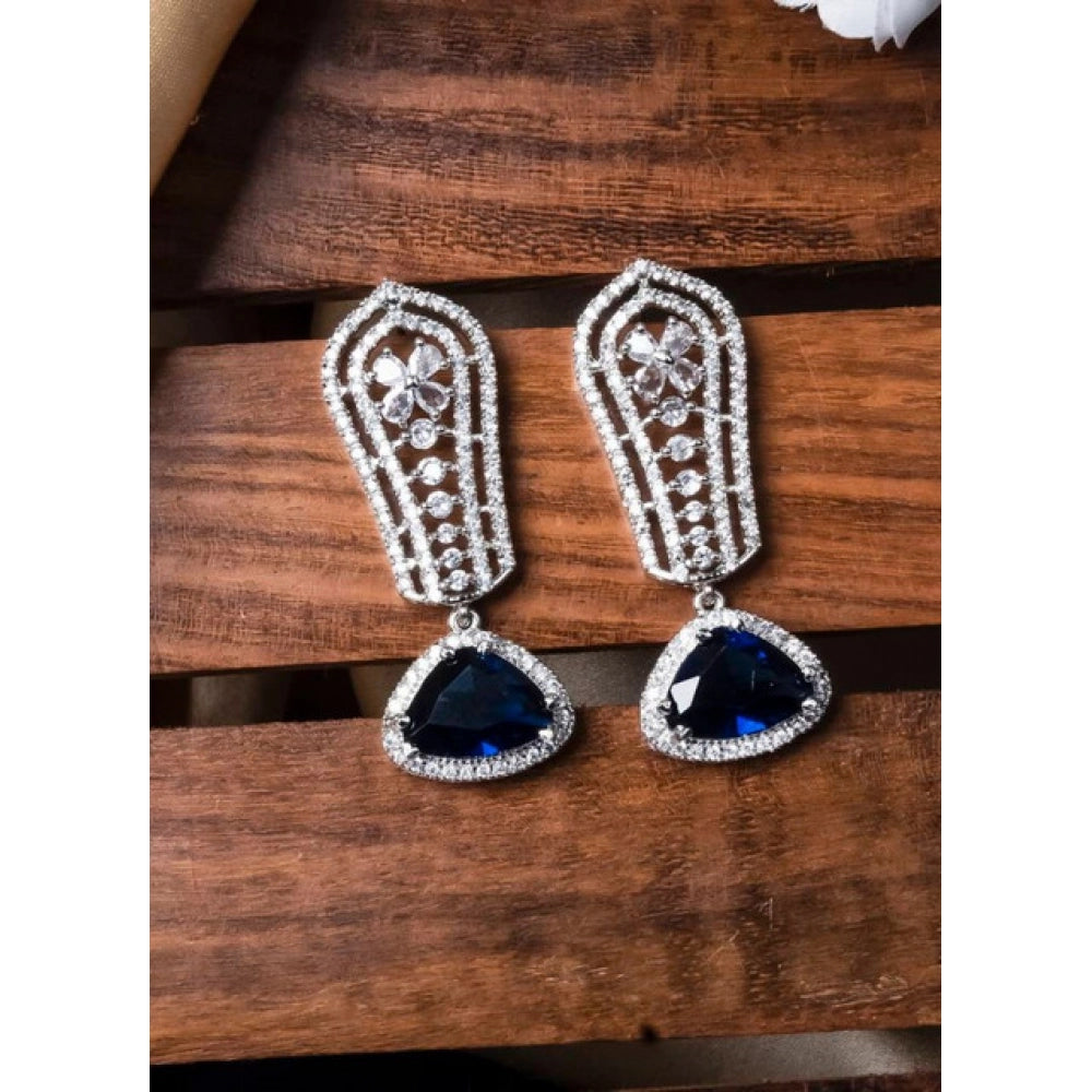 Stunning Women's Brass Silver Plated Drop Earrings