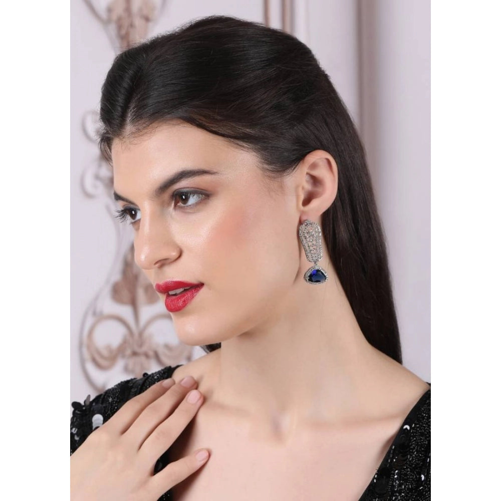 Stunning Women's Brass Silver Plated Drop Earrings