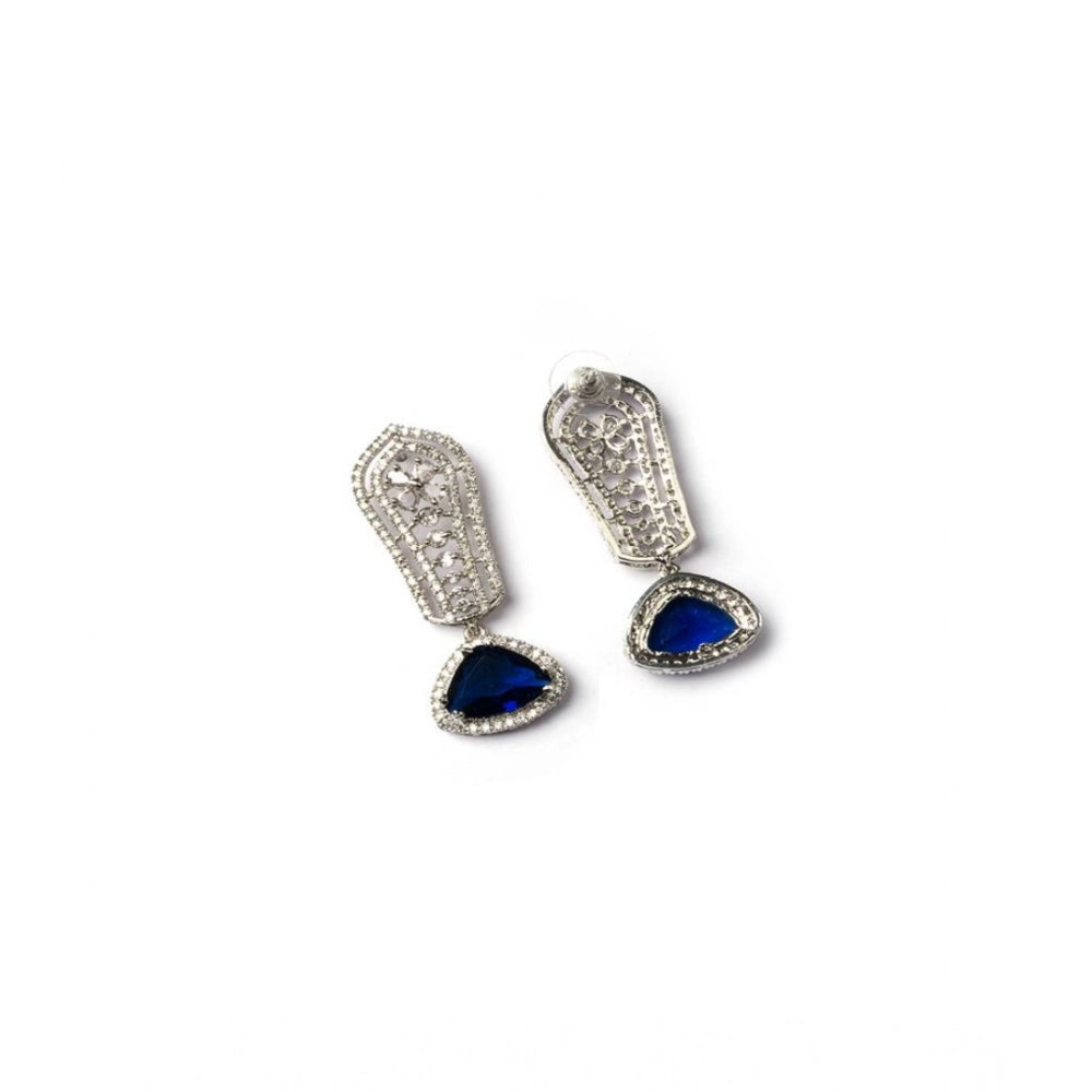 Stunning Women's Brass Silver Plated Drop Earrings