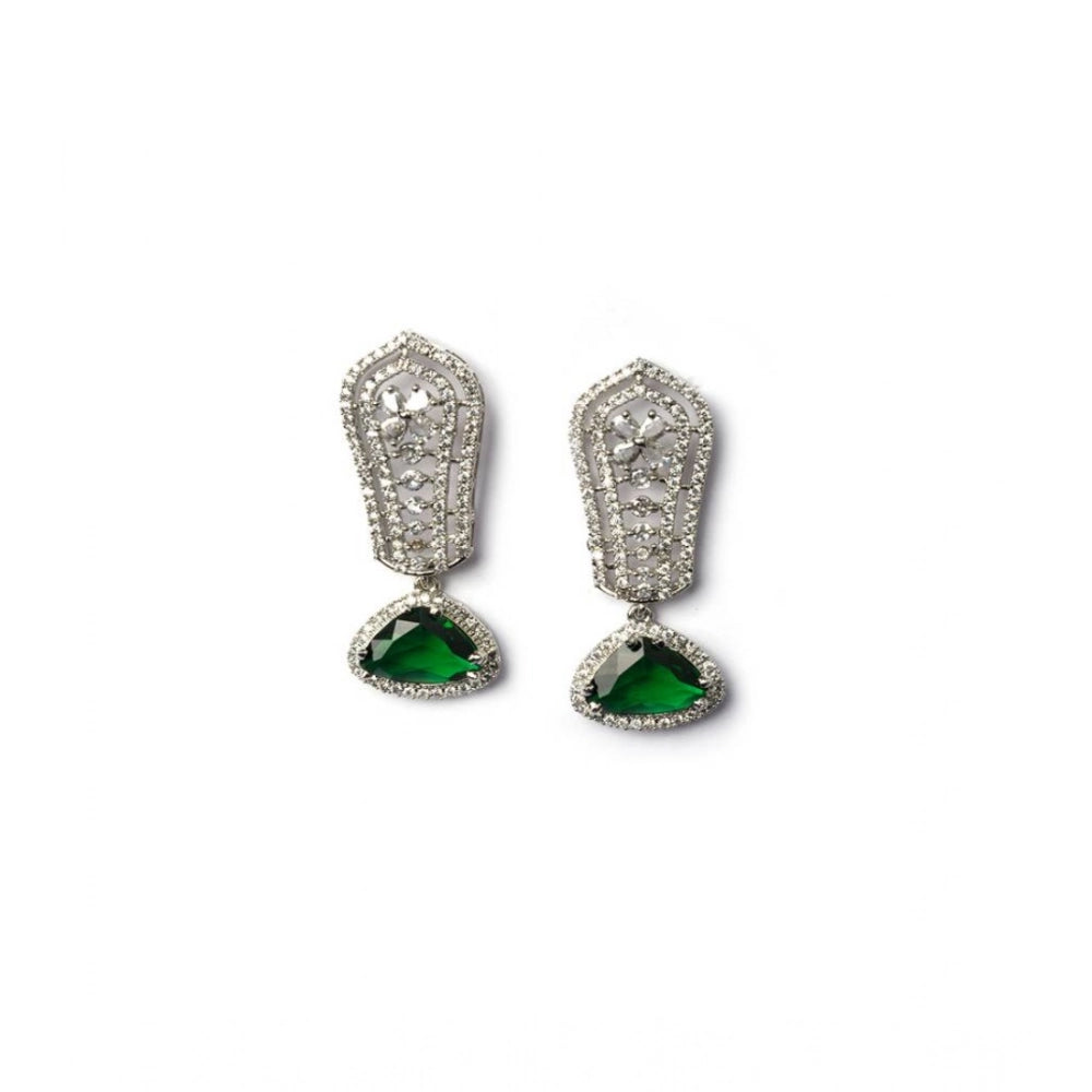 Stunning Women's Brass Silver Plated Drop Earrings